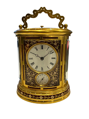 French oval Chinoiserie Champleve enamel carriage clock