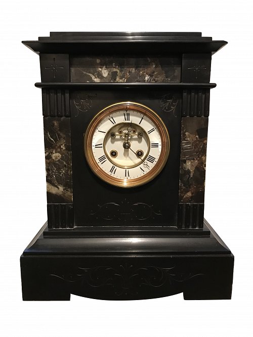 French black marble mantle clock